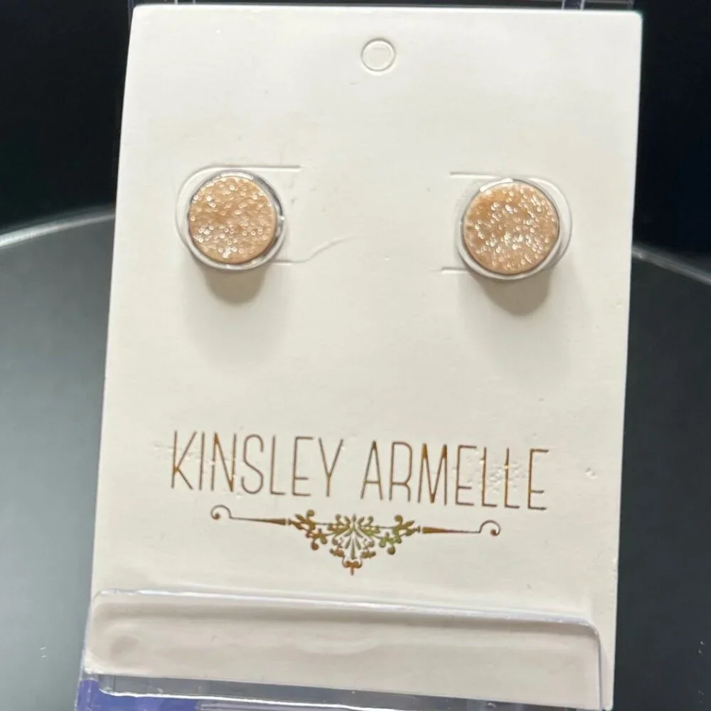 Kinsley Armelle Stone Collection Silver Amber Quartz Stud Earrings - NWT